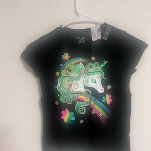 💝 3 for $20 The Children's Place Black Unicorn Kids T-Shirt